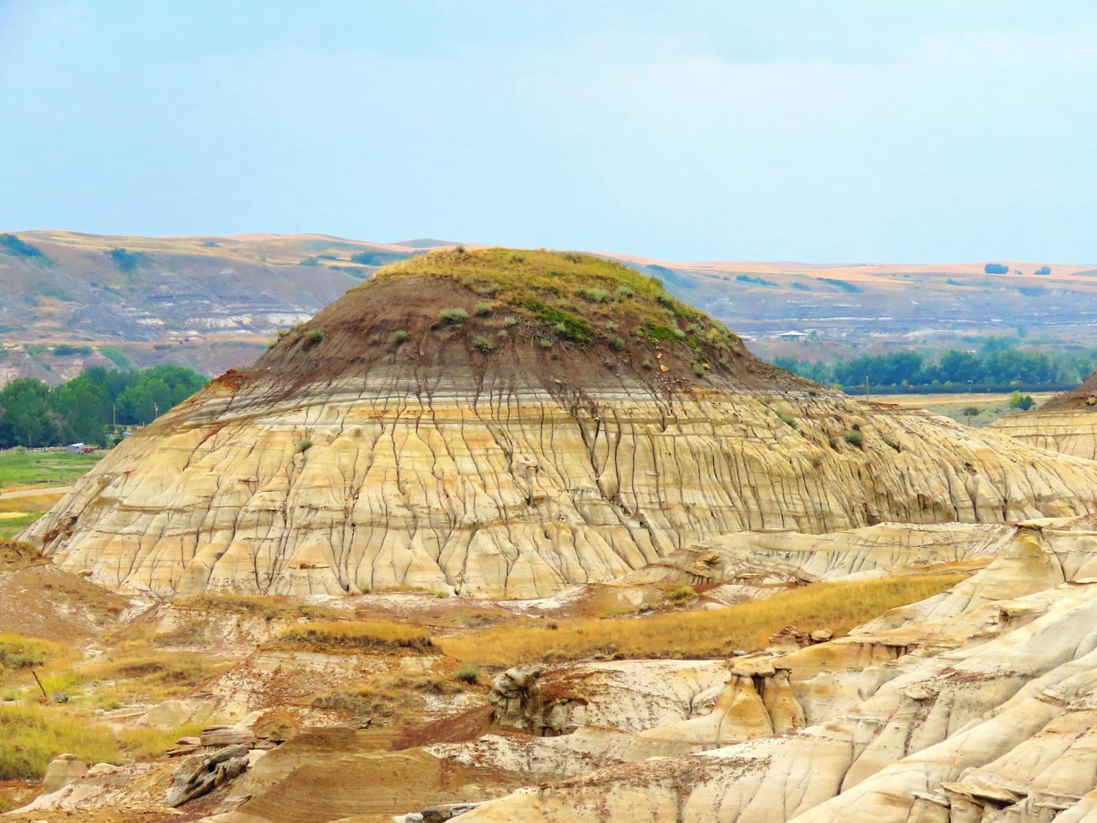 Willow Creek Hoodoos rock cap detail in Drumheller, Canada